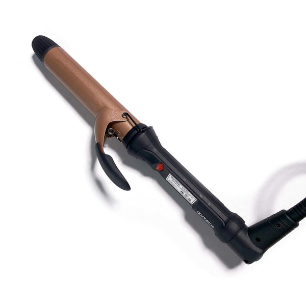 CRX450 Tourmaline Ceramic 1.25 Inch Curling Iron with adjustable heat dial and dual voltage, ideal for all hair lengths and consistent temperature control.