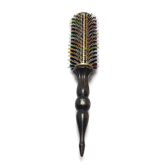 ElevateHair Rainbow Thermal Brush with colorful nylon and boar bristles, beechwood handle, lightweight design for heat styling and shiny results