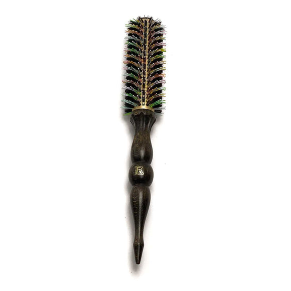 Rainbow-colored ElevateHair Thermal Brush with nylon and boar bristles, lightweight hollowed core, and beechwood handle for heat styling.
