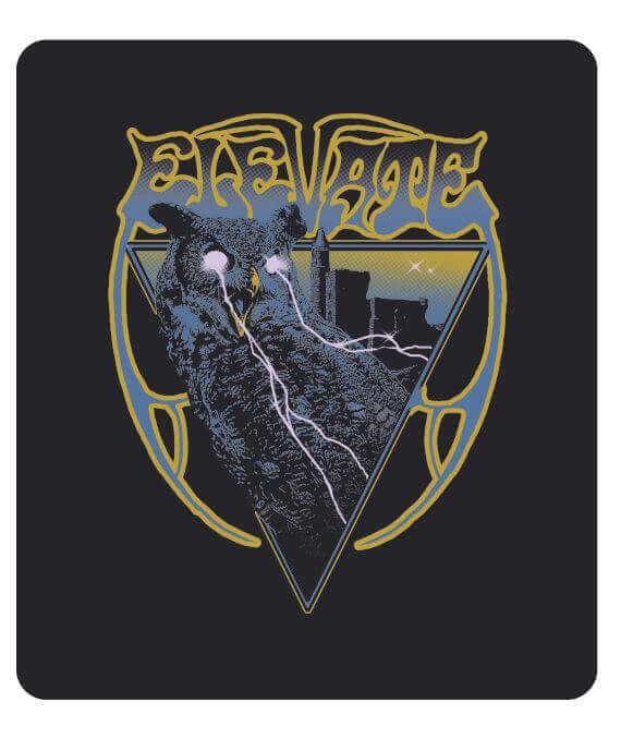 Elevate Owl Tshirt with vibrant owl artwork and lightning design, part of newest Elevate collection