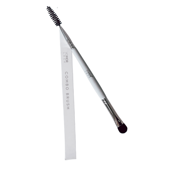 VoMor Lash & Brow Combo Brush with dual ends for brow taming and lash cleaning