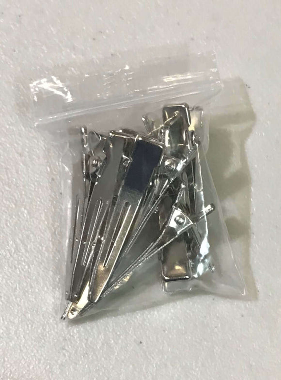 Set of 10 small metal hand-tied marking clips in a plastic bag for securely holding hair in place while mapping hair wefts.