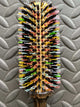 ElevateHair Rainbow Thermal Brush with colorful nylon and boar bristles on a beechwood handle for optimal heat styling and shine.