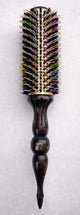 ElevateHair Rainbow Thermal Brush with colorful nylon and natural boar bristles, lightweight hollowed core, and durable beechwood handle.
