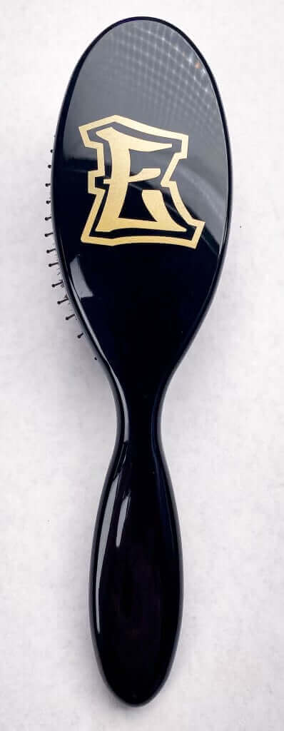 ELEVATE HAIR Cushion Brush by VESS, black brush with gold Elevate "E" logo, heat resistant, nylon and boar bristles for smooth, shiny hair